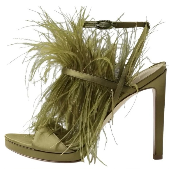 Sam Edelman Green Heels with Feather Detail